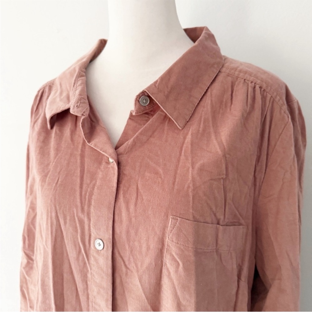 J Jill NWOT Women Corduroy Button Down Top Size 1X Classic Pink Timeless Capsule - Picture 2 of 7